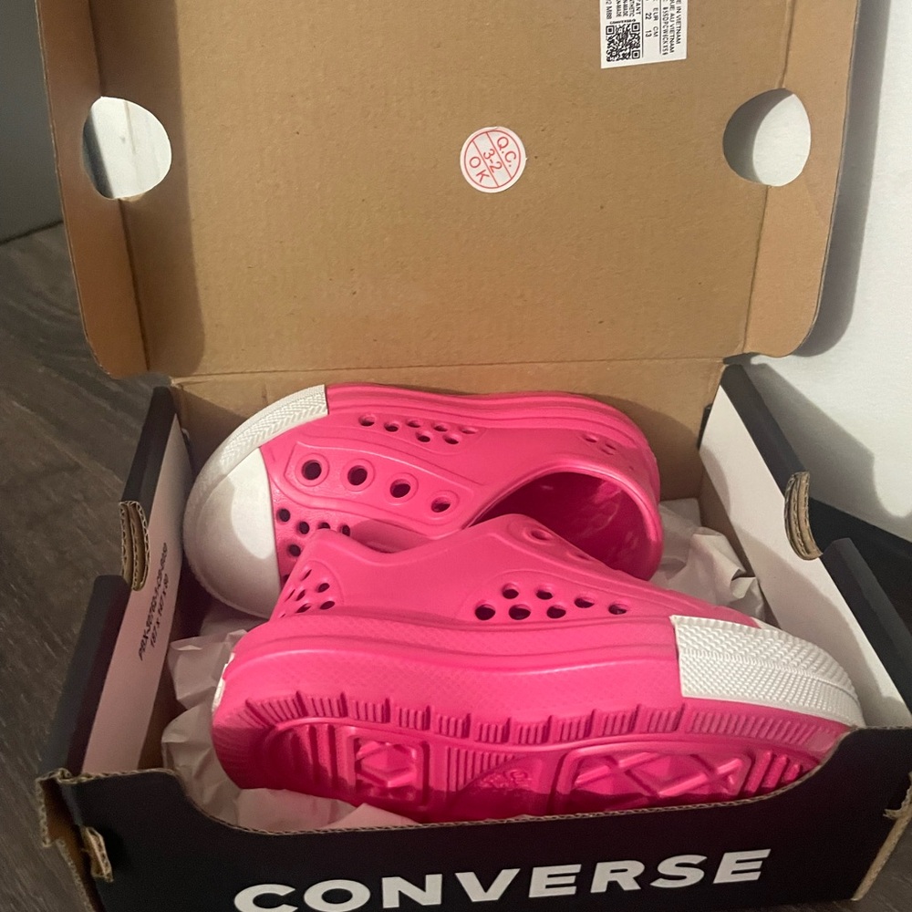 Converse Toddler Pink and White Slip-On Sneakers